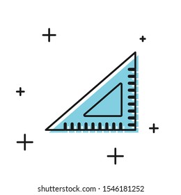 Black Triangular ruler icon isolated on white background. Straightedge symbol. Geometric symbol.  Vector Illustration