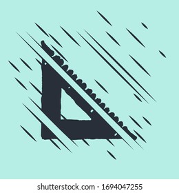 Black Triangular ruler icon isolated on green background. Straightedge symbol. Geometric symbol. Glitch style. Vector Illustration