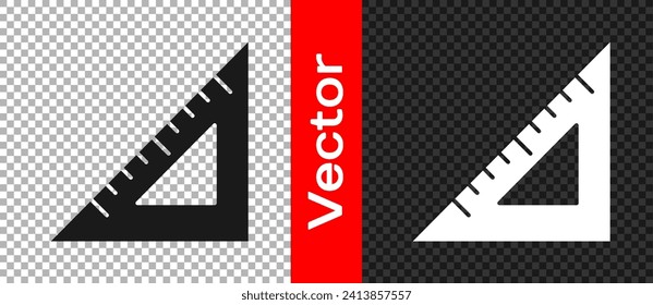 Black Triangular ruler icon isolated on transparent background. Straightedge symbol. Geometric symbol.  Vector