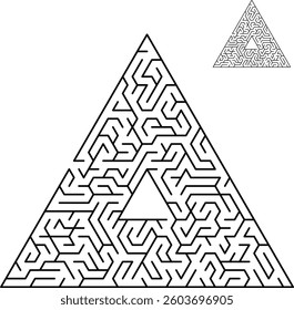 Black Triangular vector mazes Black labyrinths Vector maze icon Labyrinth symbol Triangular puzzle 