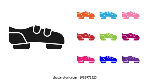 Black Triathlon cycling shoes icon isolated on white background. Sport shoes, bicycle shoes. Set icons colorful. Vector
