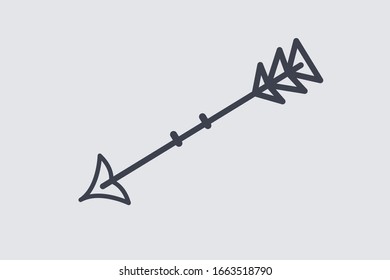 Black tribal arrow in new modern style. Chalkboard Arrows hand drawn icons set.