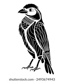 black tribal bird tattoo illustration