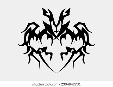 black tribal dragon head tattoo
