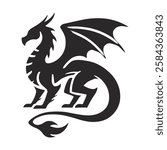 Black tribal dragon symbol illustration for 2012 year tattoo design