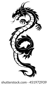 Black tribal dragon tattoo vector illustration