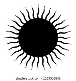 black tribal flat sun design icon vector illustration on white background
