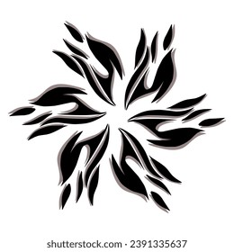 Black tribal mandala icon with shadow. Perfect for logos, icons, items, tattoos, stickers, posters, banners, clothes, hats