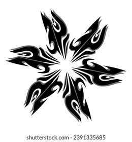 Icono de mandala tribal negra con sombra. Perfecto para logotipos, íconos, ítems, tatuajes, stickers, carteles, pancartas, ropas, sombreros