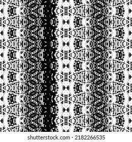 Black Tribal Pattern. Doodle Ink Print. Black Scribble Textile. Native Hand Batik. Tribal Art Doodle. Seamless Native Pattern. Abstract Ethnic Ink. Traditional Drawn Repeat. Seamless Tribal Vector 