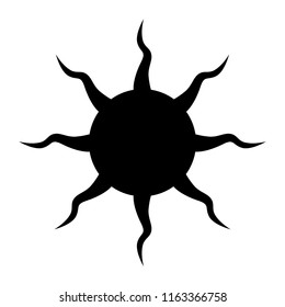 black tribal sun design icon vector illustration on white background