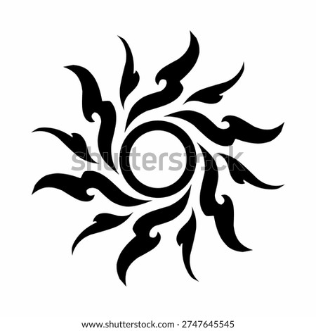 Black Tribal Sun Vector Illustration - Abstract Solar Mandala Graphic Symbol