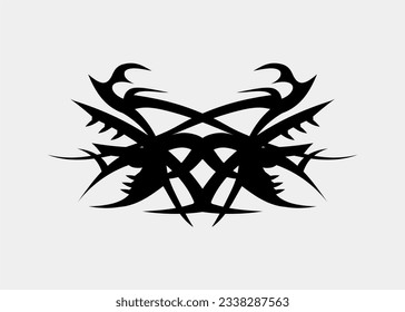 Black tribal tattoo motif sharp and horror monsters