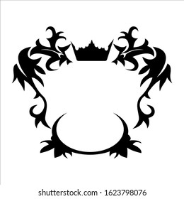 black tribal tattoo vector design, heraldic with crown illustration.