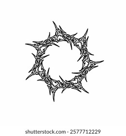 Black tribal thorn circle, sharp, gothic, symmetrical design