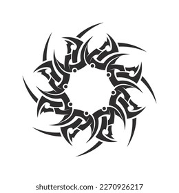 black tribal vector logo design icon and sign tribal