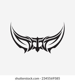ícono de diseño del logo del vector tribal negro y tribal de señas