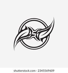 black tribal vector logo design icon and sign tribal