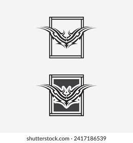 ícono de diseño del logo del vector tribal negro y tribal de señas