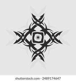 Schwarzes Tribal Vektorgrafik Logo Design Icon und Zeichen Tribal