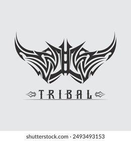 black tribal vector logo design icon and sign tribal