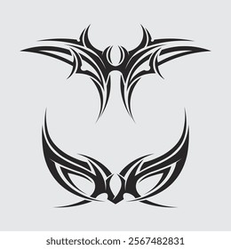 black tribal vector logo design icon and sign tribal