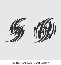 black tribal vector logo design icon and sign tribal