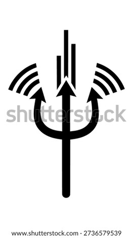 A black trident icon with wireless signals emanating from the prongs, symbolizing connectivity or technology integration.