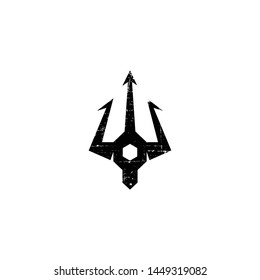 Black trident logo icon vector.