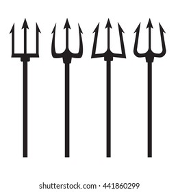 Black trident silhouette vector set illustration eps10