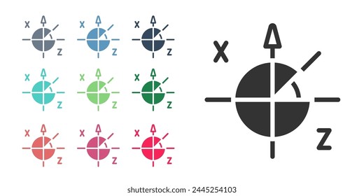 Black Trigonometric circle icon isolated on white background. Set icons colorful. Vector
