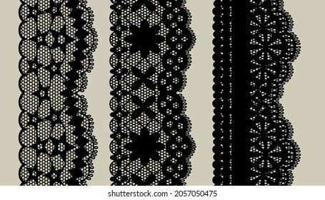 Black Trim Lace Ribbon. Jacquard Mesh Lace Fabric.