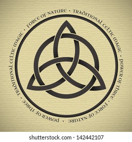 Black Triquetra symbol on vintage paper