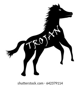 black trojan horse computer virus icon vector