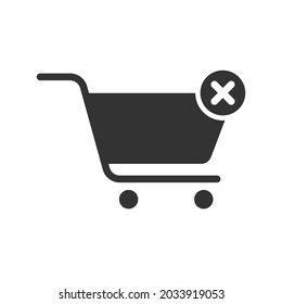 Black Trolley Shopping Cart icon With Reject Sign