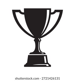 Ilustración negra del icono de la taza del trofeo aislada en el fondo blanco, representando la victoria, el logro, el premio, el campeonato, el éxito, la competencia, y el concepto del ganador. Perfecto para eventos deportivos, torneos, concursos, marcas, logotipos, certificados, carteles, App y proyectos de Diseño web.