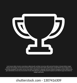 Black Trophy cup icon isolated on black background. Award symbol. Champion cup icon. Vector Illustration