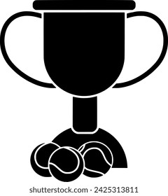 black trophy silhouette or flat tennis illustration of ball logo equipment for sport with play icon and game shape competition as recreation to tournament