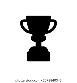 Black Trophy silhouette vector illustration on white background.