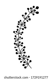 Sillito negro de hojas tropicales sobre un fondo blanco aislado. Ramas de árbol botánico, hoja de palma en el tallo. Hoja de verano de primavera. Icono de logotipo de diseño conceptual para la aplicación. Ilustración vectorial.
