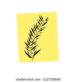 Black tropical leaves, decorated with a yellow background