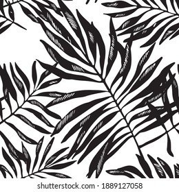 Black tropical lives seamless pattern one color