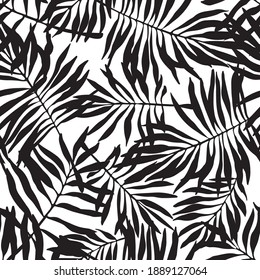 Black Tropical Lives Seamless Pattern One Color