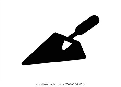 A black trowel is depicted in this vector illustration, typically used for applying plaster and mortar. This tool is essential for masonry and construction tasks.