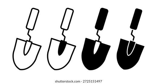 Paquete de ícono de paleta negra que ilustra herramientas de mano Pequeñas para plantar y trabajar la tierra. Adecuado para imágenes de jardín en casa y diseños de paisajismo.