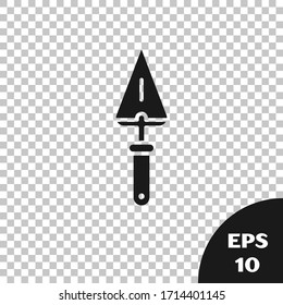 Black Trowel icon isolated on transparent background.  Vector Illustration