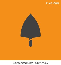 Black trowel vector icon on orange background