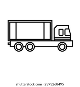 Black truck icon. flat vector illustration.