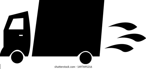 black truck in motion on a white background cargo delivery concept