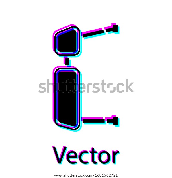 Black Truck side mirror icon isolated on\
white background.  Vector\
Illustration